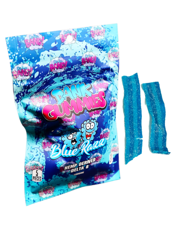 Delta-8 Dank Gummies – Blue Raspberry Gummy Belts 1000mg