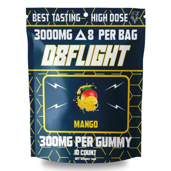 High Dose 3000mg D8 Gummies- Mango