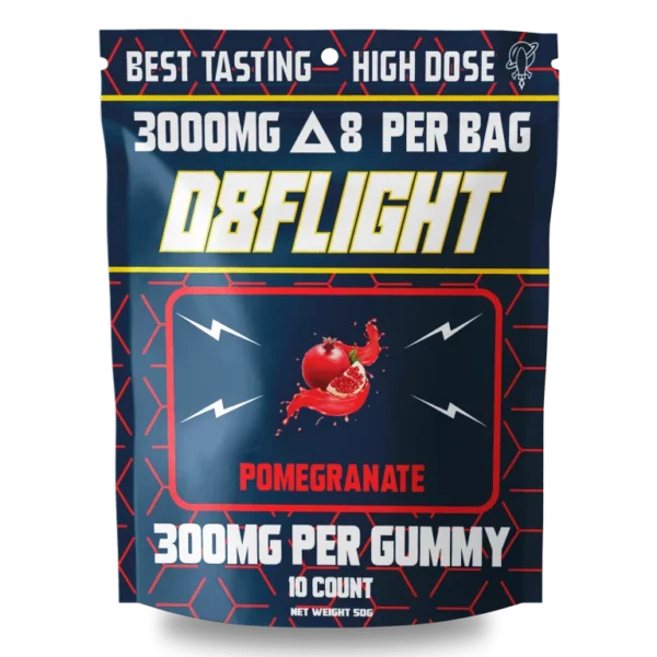 High Dose 3000mg D8 Gummies – Pomegranate