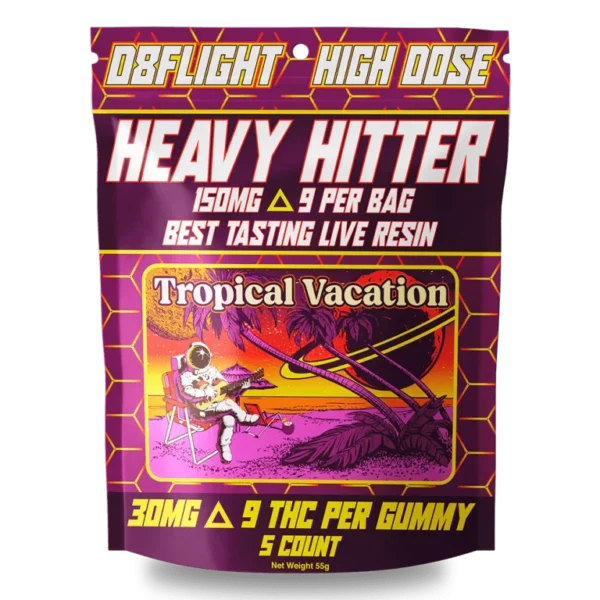 D8Flight Heavy Hitter – D9 30mg Gummy – 5ct Bag – Tropical Vacation